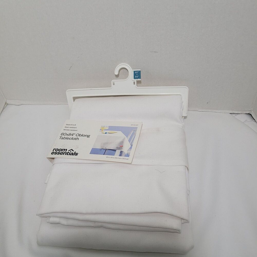 Room Essentials Target White Oblong Tablecloth 60"x84" New Cotton Blend